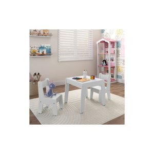 Conjunto de Mesa Infantil Diana com 2 Cadeiras - Branco - para Crianças - Biblioteca Infantil