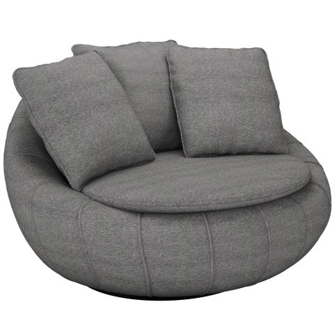 Poltrona Para Sala De Estar Decorativa Giratória Kira M03 Linho Cinza - Lyam Decor