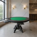 Ver imagem 2 de Mesa 6 Lugares Jogos Poker Carteado Montreal Redonda Tampo Reversível com Gavetas e Porta Copos Pret