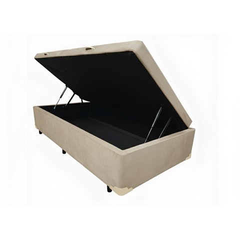 Cama Box Baú Solteirão Blindado Diversas Cores (96x203x42) - Suede Bege