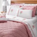 Ver imagem 1 de Enxoval Cobre Leito + Jogo de Cama Athena Queen Completo 11 Peças Percal 180 Fios 80% Algodão / 20