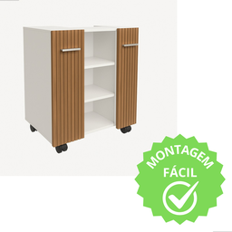 Gabinete com Duas Portas para Banheiro Rodízios Premium - Branco/ripado - 9 Gabinete com Duas Portas para Banheiro Rodízios Premium - Branco/ripado - 9