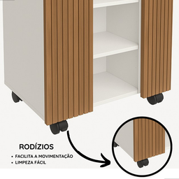 Gabinete com Duas Portas para Banheiro Rodízios Premium - Jm3 Móveis:branco/ripado - 7