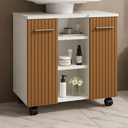 Ver imagem 2 de Gabinete com Duas Portas para Banheiro Rodízios Premium - Jm3 Móveis:branco/ripado