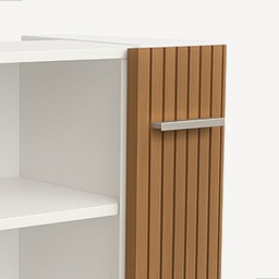 Gabinete com Duas Portas para Banheiro Rodízios Premium - Jm3 Móveis:branco/ripado - 4