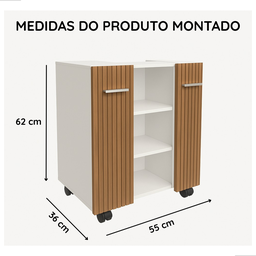 Gabinete com Duas Portas para Banheiro Rodízios Premium - Jm3 Móveis:branco/ripado - 9