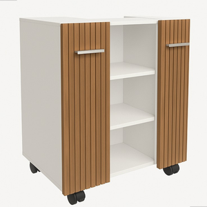 Gabinete com Duas Portas para Banheiro Rodízios Premium - Jm3 Móveis:branco/ripado