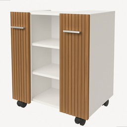 Gabinete com Duas Portas para Banheiro Rodízios Premium - Jm3 Móveis:branco/ripado - 2