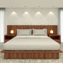Ver imagem 1 de Cama King Cabeceira 2 Mesas C/ Gaveta e Nicho Mdf sob Medida Cor:nogueira Cadiz