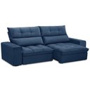 Ver imagem 1 de Sofá Retrátil Reclinável para Sala 3 Lugares 210cm Asaph F04 Veludo Azul - Lyam Decor
