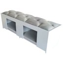 Ver imagem 2 de Recamier Pet Casinha Estofado Cama Box Mdf Branco Queen Capitonê Suede Liso Bege 157 X 40 X 37