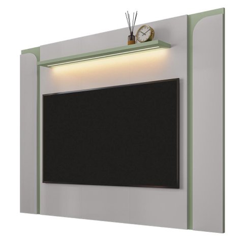 Painel Suspenso Maresias Sala Tv até 75 Polegadas Off White/pistache