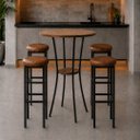 Ver imagem 1 de Conjunto Mesa Alta Bistrô Porto com 4 Banquetas Estofadas Kassel Cor Marrom - Kmj