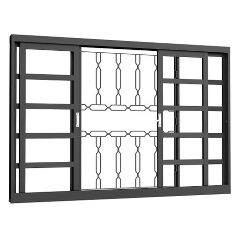 Janela Vitro de Correr 4f 100x100 Req7cm sem Vd Elo Corrente