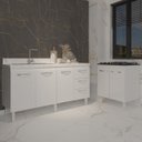 Ver imagem 2 de Armário Cozinha Balcão Gabinete de Pia 160 Cm Estela e Balcão Fran para Fogão Cooktop 5 Bocas Branco