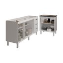 Ver imagem 4 de Armário Cozinha Balcão Gabinete de Pia 160 Cm Estela e Balcão Fran para Fogão Cooktop 5 Bocas Branco