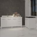 Ver imagem 3 de Armário Cozinha Balcão Gabinete de Pia 160 Cm Estela e Balcão Fran para Fogão Cooktop 5 Bocas Branco