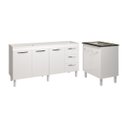Ver imagem 1 de Armário Cozinha Balcão Gabinete de Pia 160 Cm Estela e Balcão Fran para Fogão Cooktop 5 Bocas Branco