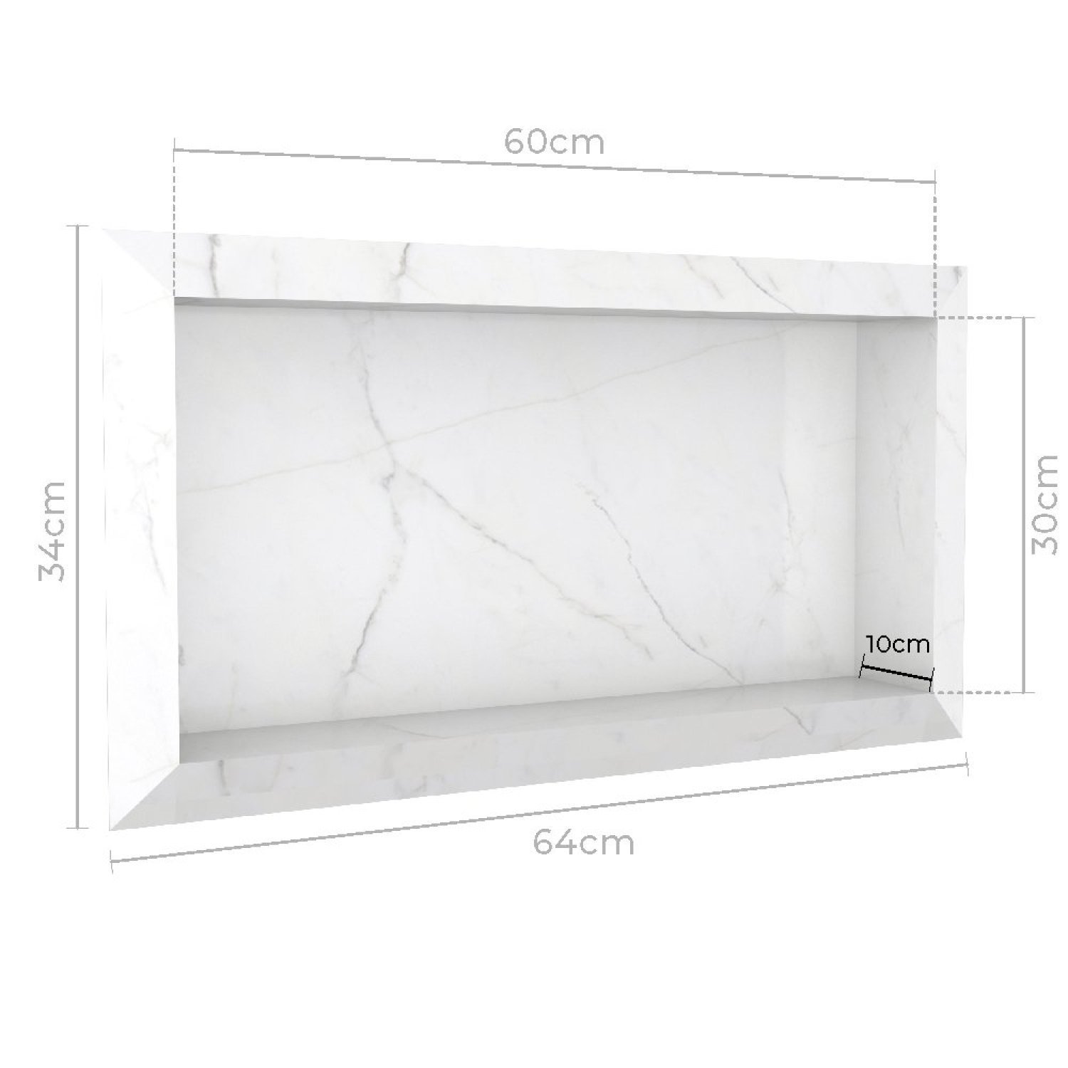 Nicho para Banheiro em Porcelanato Polido Diamante 60x30cm Cozimax Branco