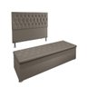 Conjunto Cabeceira Casal e Recamier Baú 1,40m Suede Bege - 1