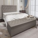 Ver imagem 2 de Conjunto Cabeceira Casal e Recamier Baú 1,40m Suede Bege