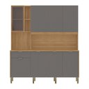 Ver imagem 5 de Armário de Cozinha Compacto Kits Paraná Nature 8 Portas 1 Gaveta Nicho Decorativo 1,94m - Freijó/