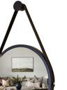 Ver imagem 2 de Kit 2 Espelhos Redondo Decorativo Suspenso Alça 40cm + Suporte Preto Alça Preta