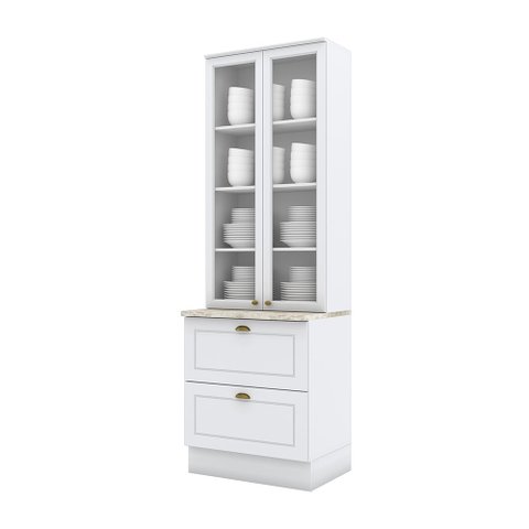 Cristaleira 02 Portas 02 Gavetas Americana Branco Calcare Henn