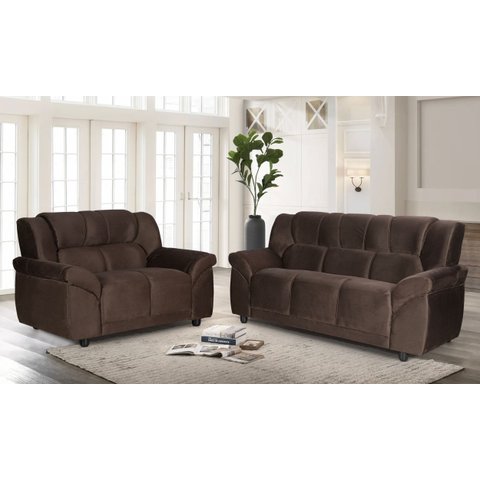 Conjunto Sofá 2 e 3 Lugares Classico Suede Marrom Cordoba 