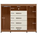Ver imagem 2 de Guarda Roupa Casal Master New 8 Portas de Bater 4 Gavetas MDP Cômoda Havana com Rodízio Jatobá