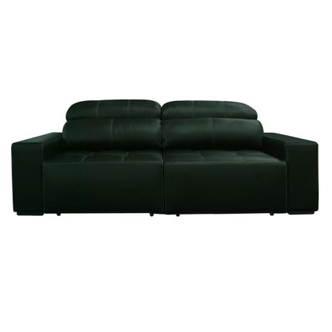 Sofá 3 Lugares Retrátil Reclinável Levi 250cm Couro Verde - Sallar Home