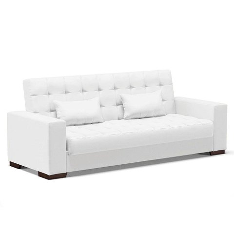 Sofá Cama 02 Lugares Lisboa Corino - D’Rossi Cor Branco