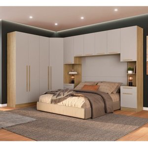 Quarto Modulado 3 Roupeiros 2 Mesas de Cabeceira e Um Ponte Casal San Diego