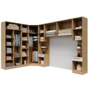 Ver imagem 3 de Quarto Modulado 3 Roupeiros 2 Mesas de Cabeceira e Um Ponte Casal San Diego Cinza/Aveiro Oak/Urbano