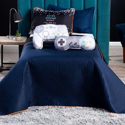 Kit Cobre Leito Retro Game Controle Dupla Face C/ Almofadas Queen 07 Peças - 4 Kit Cobre Leito Retro Game Controle Dupla Face C/ Almofadas Queen 07 Peças - 4