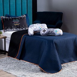 Kit Cobre Leito Retro Game Controle Dupla Face C/ Almofadas Queen 07 Peças - 5 Kit Cobre Leito Retro Game Controle Dupla Face C/ Almofadas Queen 07 Peças - 5