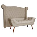 Ver imagem 1 de Conjunto Sienna Cabeceira e Recamier Casal 140 Cm Suede Cappuccino - LM DECOR