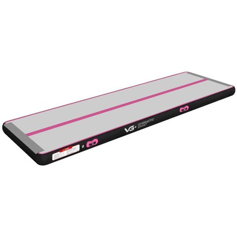 Tapete Colchão Ginástica Inflável 5 Metros com Bomba Elétrica Vg Plus Preto e Rosa 110v