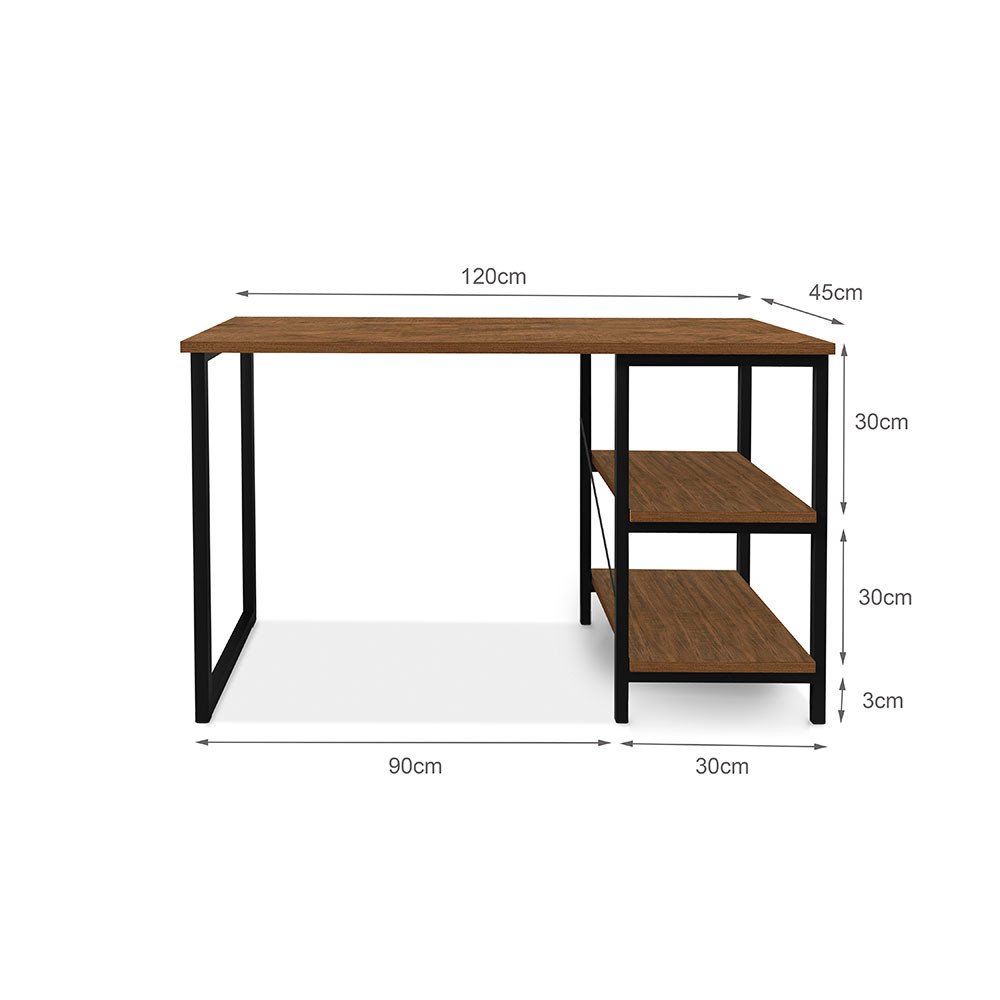 Mesa Escrivaninha para Notebook Office Star 120cm com 2 Prateleiras Klm - 4