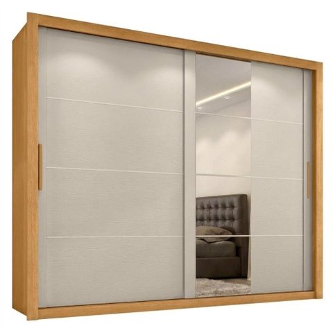 Guarda Roupa Casal 2 Portas de Correr com Espelho Imperio 272 cm Cinamomo Areia Zanz