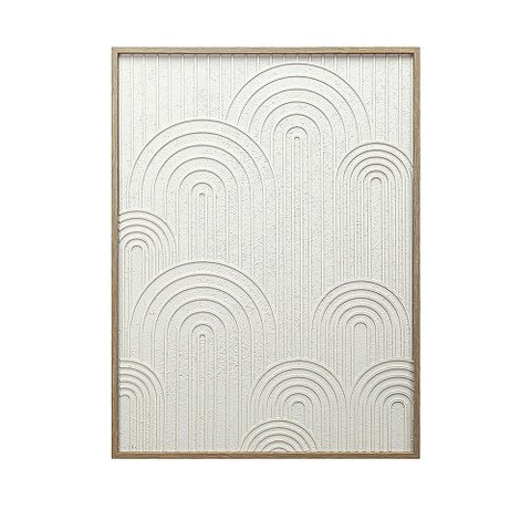 Quadro Decorativo Moldura em Madeira Relevo Arcos Branco 80x60cm Ja0074 Btc