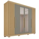 Ver imagem 2 de Guarda-Roupa Casal com Pés e Espelho 100% MDF 6 Portas 6 Gavetas Granada Premium Cinza/Jequitibá/Granizo