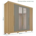 Ver imagem 3 de Guarda-Roupa Casal com Pés e Espelho 100% MDF 6 Portas 6 Gavetas Granada Premium Cinza/Jequitibá/Granizo