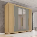 Ver imagem 1 de Guarda-Roupa Casal com Pés e Espelho 100% MDF 6 Portas 6 Gavetas Granada Premium Cinza/Jequitibá/Granizo