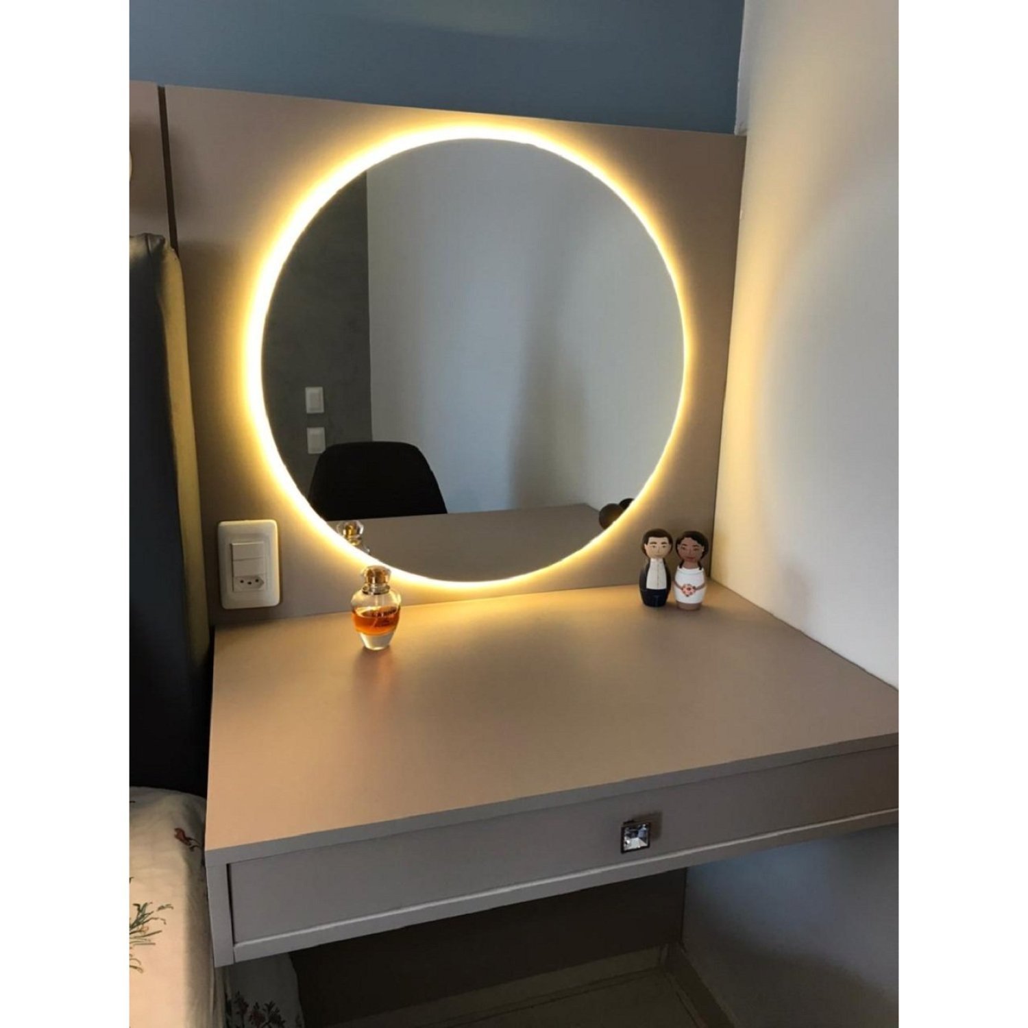 Espelho Redondo Lapidado 45cm com LED BellHouse Decor - 3