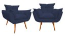 Ver imagem 1 de Kit 2 Poltronas Decorativa Opala Suede Azul Marinho Pés Madeira Ms Decor