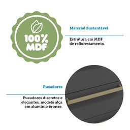 Cozinha Modulada 6 Peças 12 Portas 4 Gavetas e Vidro Reflecta 100% MDF Vicenza Espresso Móveis - 11