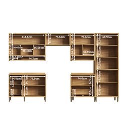 Cozinha Modulada 6 Peças 12 Portas 4 Gavetas e Vidro Reflecta 100% MDF Vicenza Espresso Móveis - 5