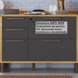 Cozinha Modulada 6 Peças 12 Portas 4 Gavetas e Vidro Reflecta 100% MDF Vicenza Espresso Móveis - 6