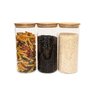 Conjunto de Potes Herméticos Com Tampa de Bambu 3 Peças 1650mL Oikos - 1